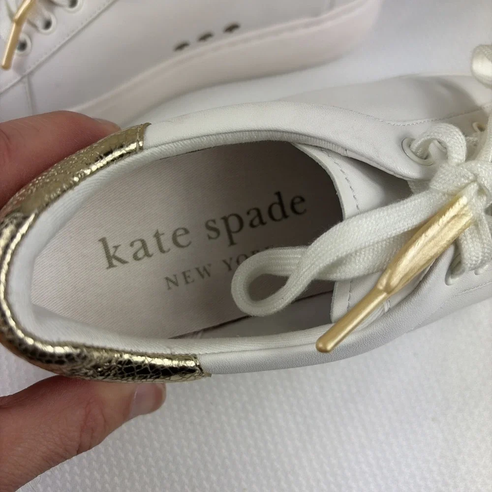 Kate‎ Spade Size 8.5 New York Lift Platform Sneaker White Leather